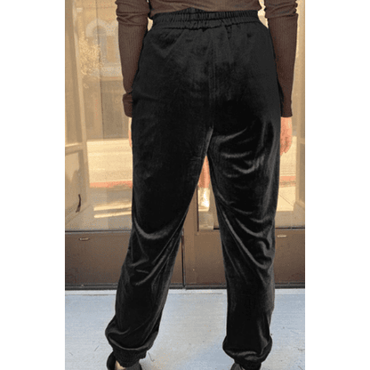 Brooke Black Solid Velvet Jogger Pants