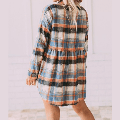 Lauren Plaid Button Down Ruffled Shirt Jacket