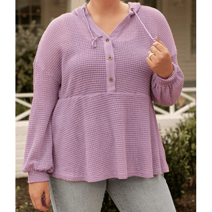 Felecia PLUS SIZE Hooded Waffle Knit Top