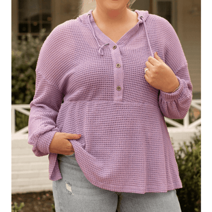 Felecia PLUS SIZE Hooded Waffle Knit Top