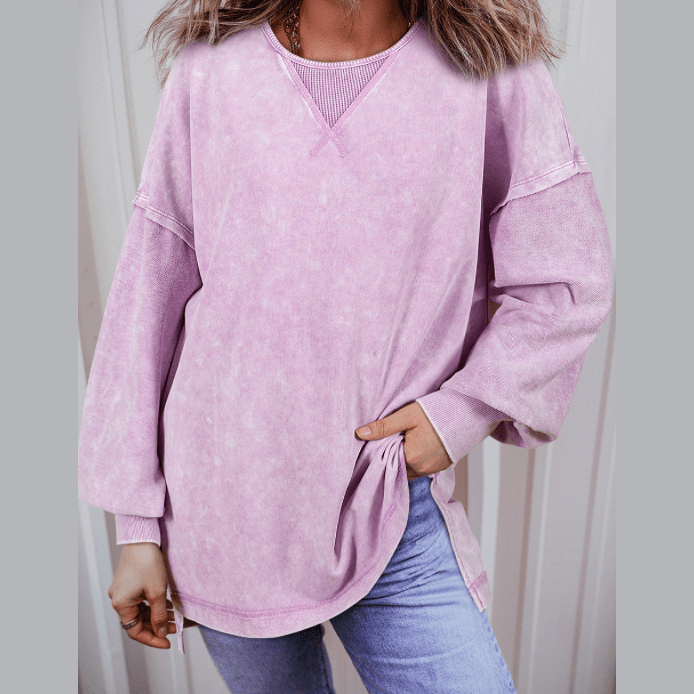 Brixton Orchid Petal Mineral Wash Drop Shoulder Pullover Sweatshirt