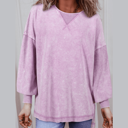 Brixton Orchid Petal Mineral Wash Drop Shoulder Pullover Sweatshirt