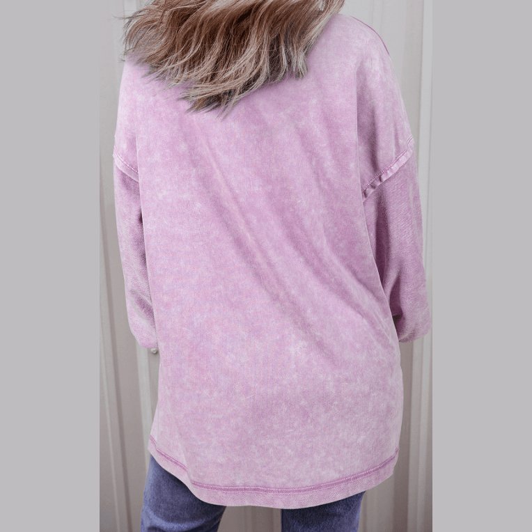 Brixton Orchid Petal Mineral Wash Drop Shoulder Pullover Sweatshirt