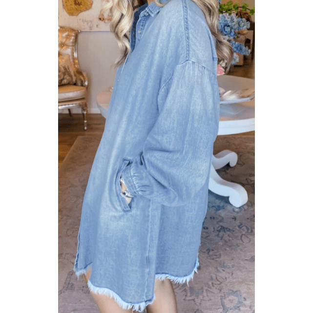 Loreli Medium Washed Denim Shirt Dress