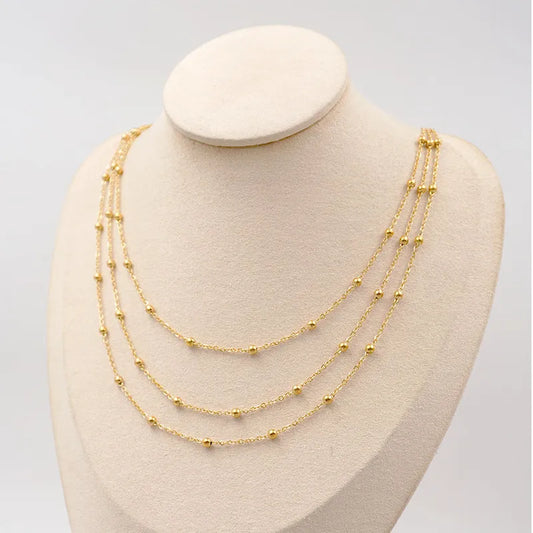 Golden Three Strand Ball Necklace