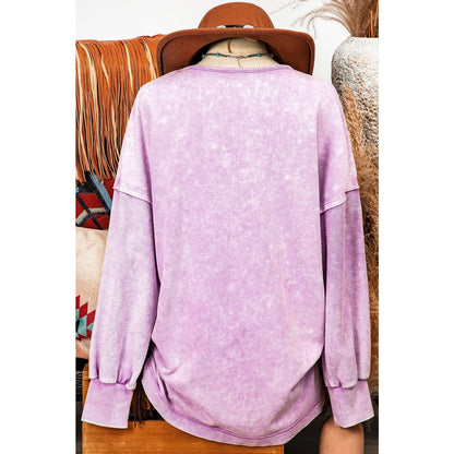 Brixton Orchid Petal Mineral Wash Drop Shoulder Pullover Sweatshirt