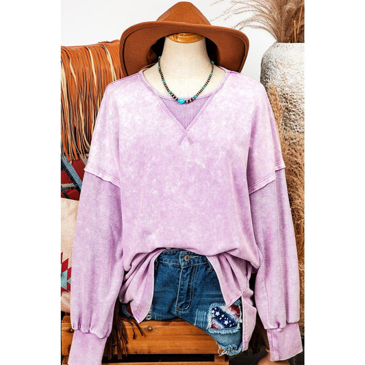 Brixton Orchid Petal Mineral Wash Drop Shoulder Pullover Sweatshirt