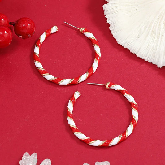 Red/White Hoop Earrings